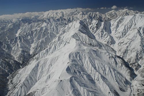 白馬村北城上空より　八方尾根と二つの山脈2/20