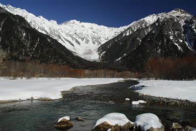 上高地　河童橋周辺　梓川と穂高連峰1/22