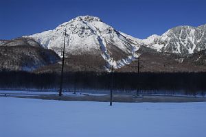 上高地　大正池　大正池と焼岳1/22-3