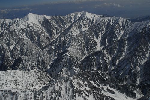 黒部別山南峰上空より　下ノ廊下と後立山連峰2/20