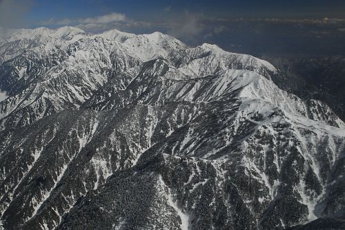 東沢谷上空より　南沢岳以北の後立山連峰2/20