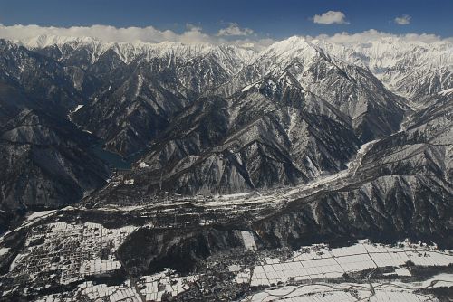 大町市平上空より　三大渓谷と後立山連峰2/20