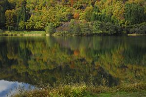 大町市　中綱湖畔　水鏡10/30-1