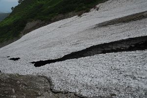 白馬鑓温泉　雪渓8/20